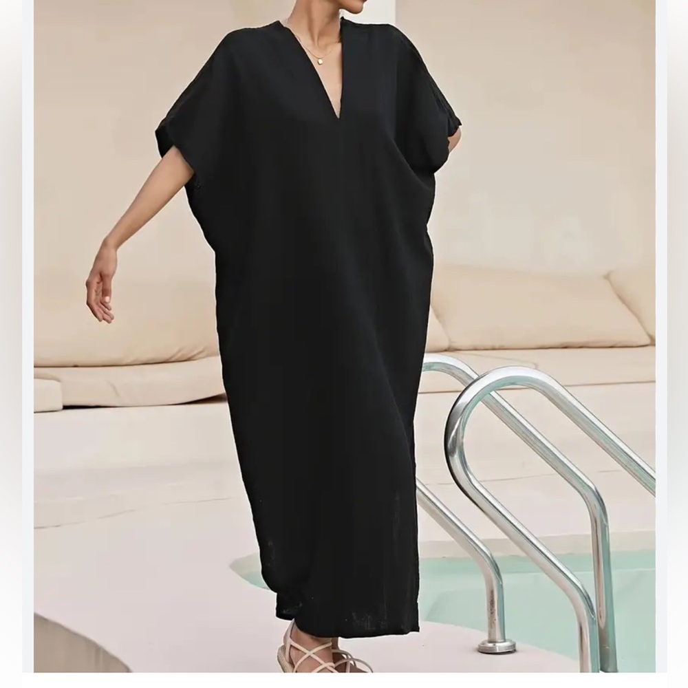 26 Boho V Neck Oversized Caftan Maxi dress